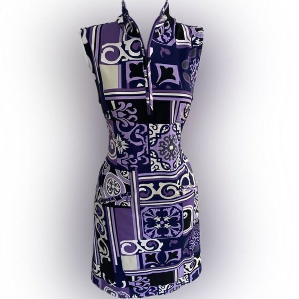Ibkul UPF Quarter Zip Dress - S purple /black /gray print.  Polyester sp…
